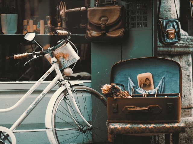 Thrift shop with bike 